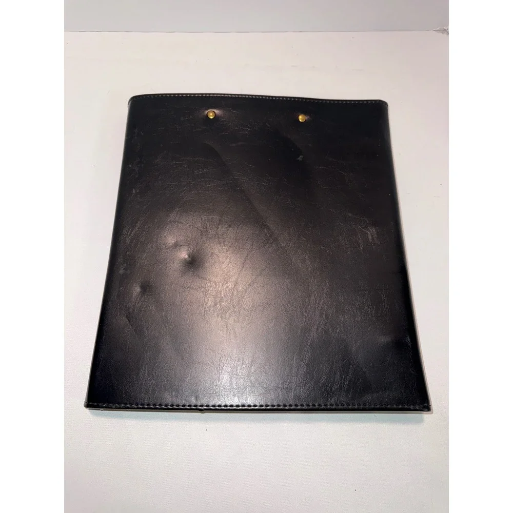 Cambridge Black Faux Leather 3-Ring Binder Portfolio Gold Hardware Executive